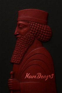 مجسمه کوروش کبیر دستی از مشکی قرمز NouraDesign3