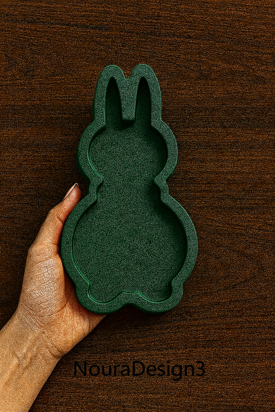 ظرف پذیرایی طرح خرگوش دست ساز سبز NouraDesign3