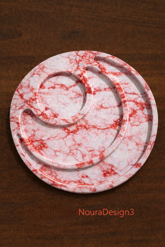 اردو خوری طرح ماه دست ساز سفید قرمز NouraDesign3