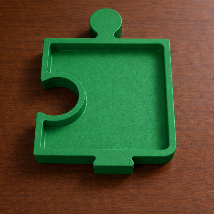 ظرف پذیرایی طرح پازل رنگ سبز دست ساز NouraDesign3