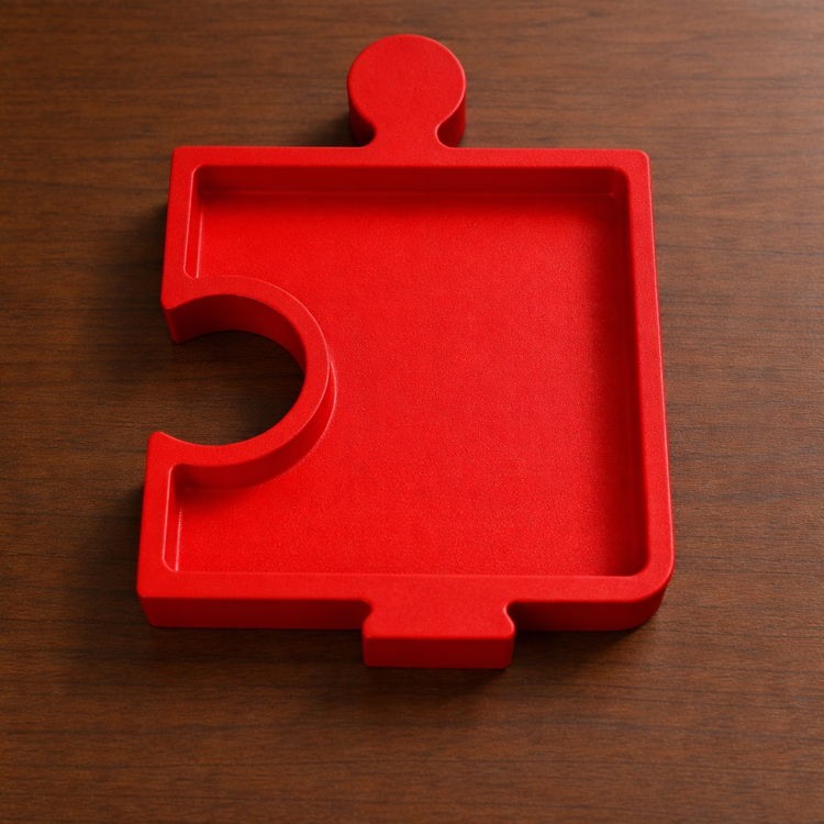 ظرف پذیرایی طرح پازل رنگ قرمز دست ساز NouraDesign3