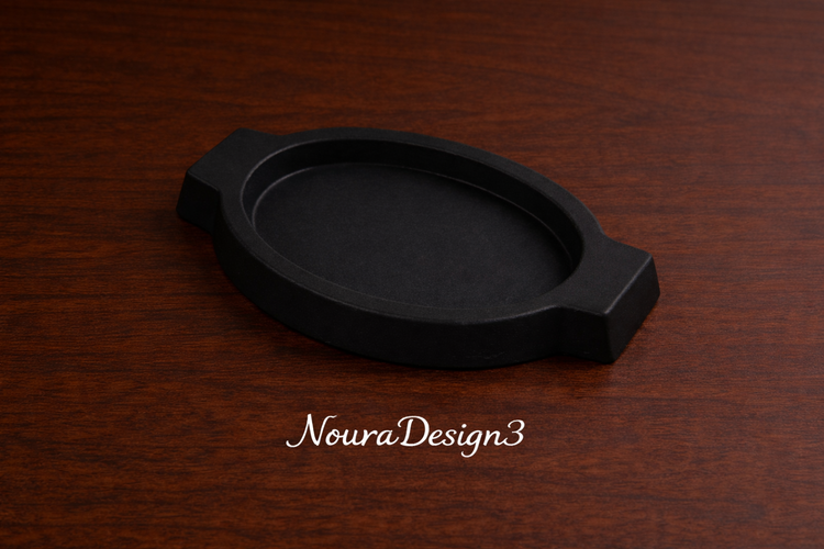 سینی گچی دستساز مشکی مناسب دکوراسیون منزل و میز پذیرایی NouraDesign3