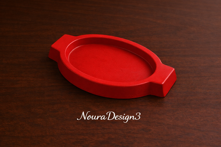 سینی گچی دستساز رنگ قرمز مناسب دکوراسیون منزل و میز پذیرایی برند NouraDesign3