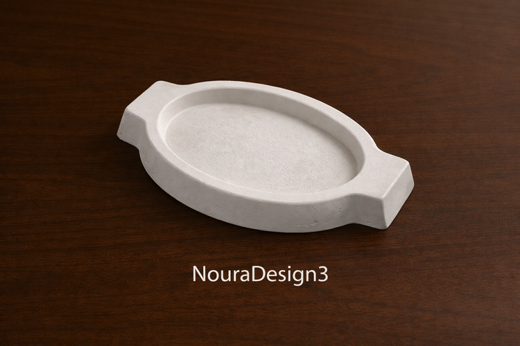 سینی گچی دستساز رنگ سفید مناسب دکوراسیون منزل و میز پذیرایی NouraDesign3