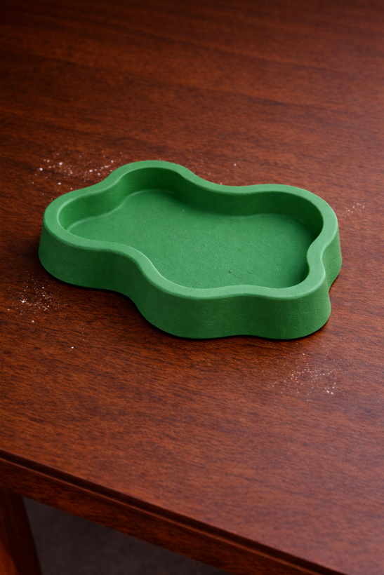 ظرف گچی دست ساز رنگ سبز برند NouraDesign3