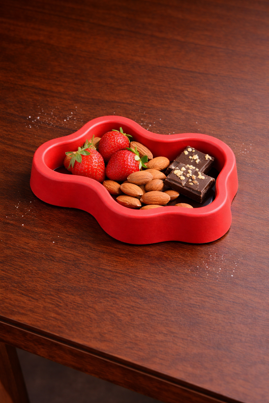 ظرف گچی دست ساز رنگ قرمز برند NouraDesign3