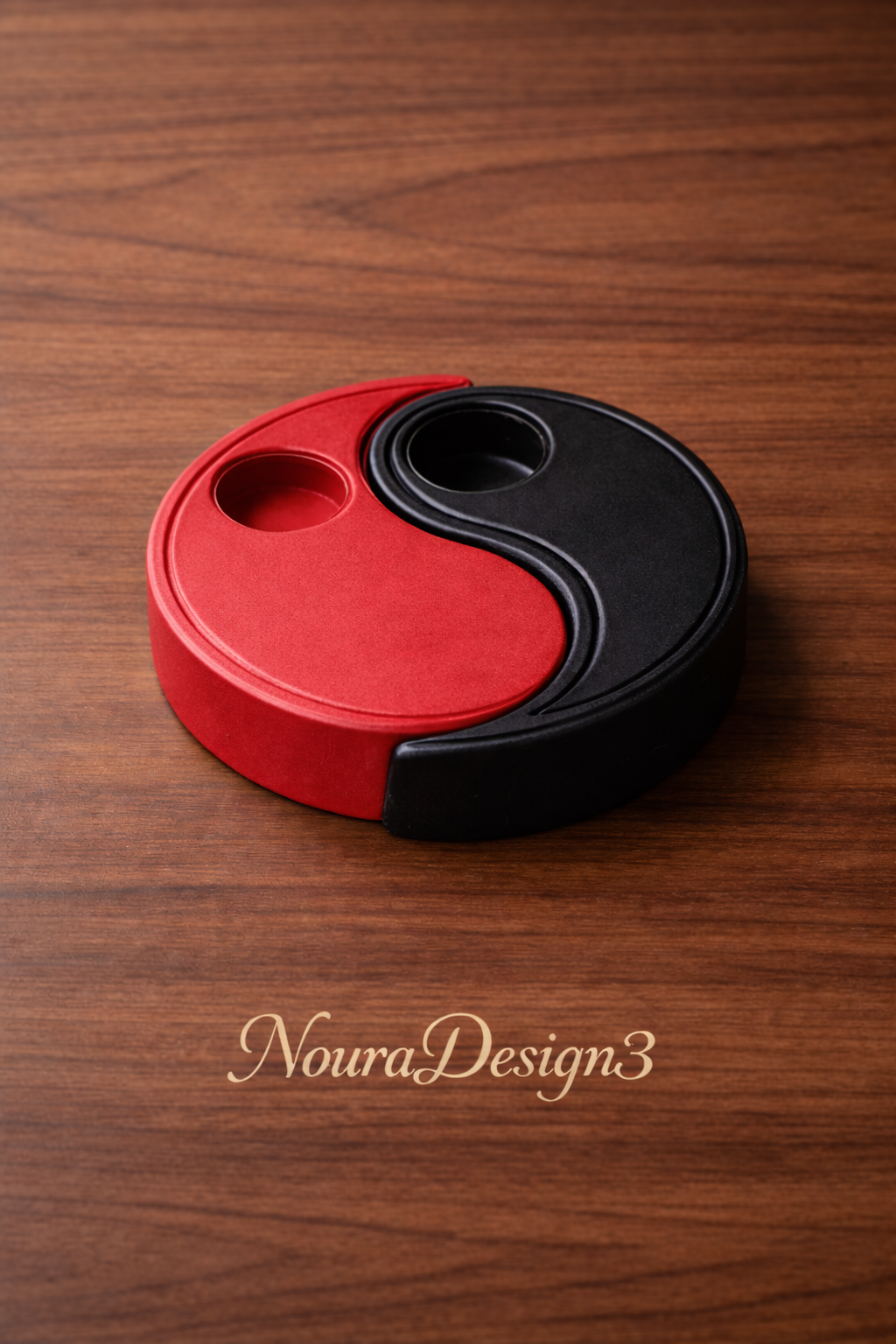 شمعدان دستساز یین و یانگ مشکی و قرمز مناسب شمع وارمر