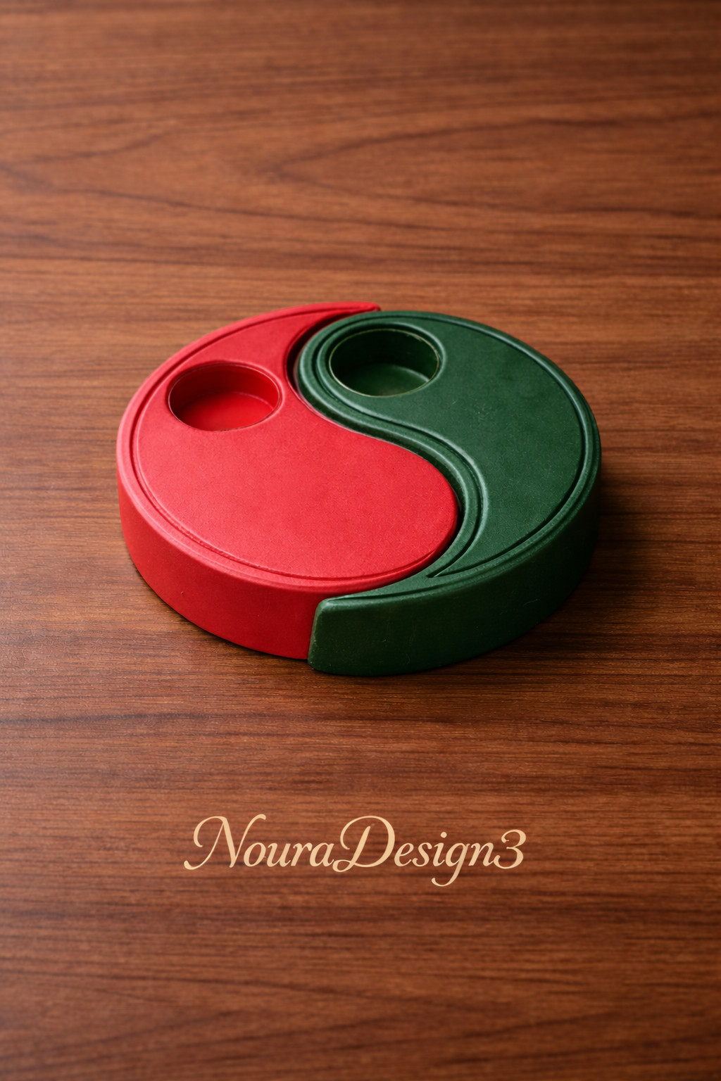 شمعدان دستساز یین و یانگ سبز و قرمز مناسب شمع وارمر