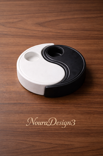 شمعدان دستساز یین و یانگ مشکی و سفید مناسب شمع وارمر